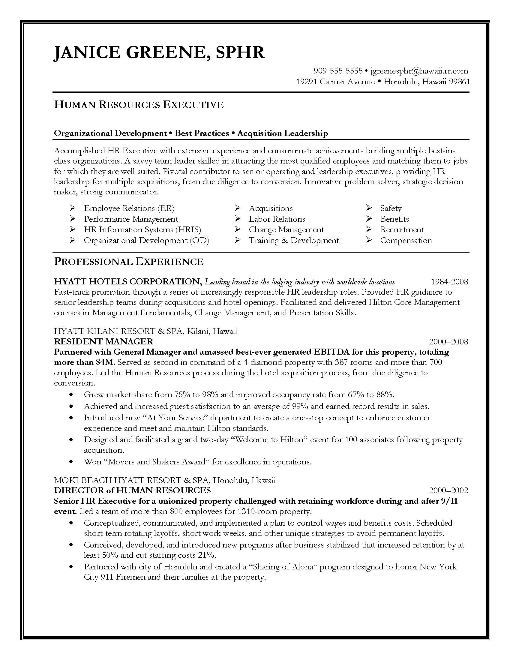 human resources executive resume sample, provided by Elite Resume Writing Services